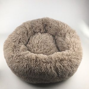 Small pet dog cat plush donut bed